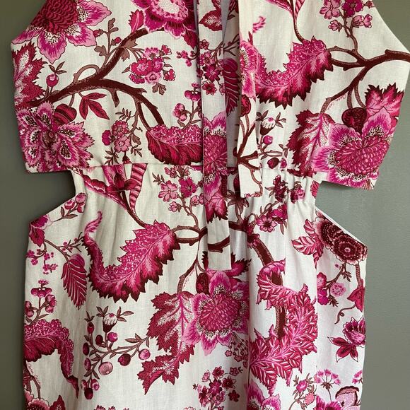 CARA CARA Savannah Cutout Floral-print Linen Mini Dress In Pink Size Medium - Picture 13 of 16